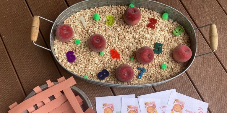 Apple Pie Sensory Bin and Free Printable Recipes